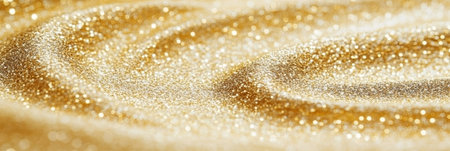 Sparkling Gold Glitter Swirls Luxurious Holiday Background Wallpaper, Golden Texture Close Upの素材