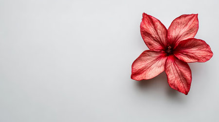 Red hibiscus flower isolated on white background. Floral greeting card, invitation design.の素材