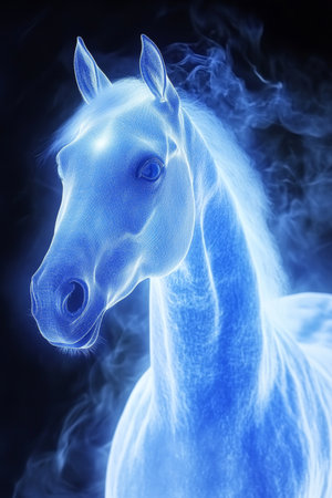 Blue Holographic Horse, A Glimpse Into the Futuristic Potential of Advanced Technologyの素材