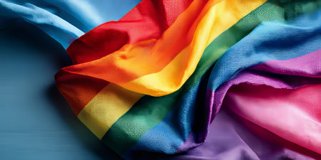 Rainbow LGBTQ Pride Flag With Room For Text. Symbol Of Diversity, Love, And Freedom.の素材