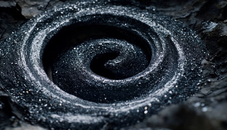 Abstract Luxury Black Swirling Background, Christmas Sparkly Dark Grey Light Particles Bokehの素材