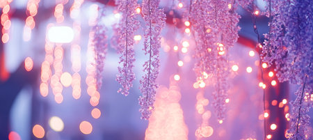 Dreamy Garden Lights Soft Lavender and Purple Celebration Bokeh with Ethereal, Festive Glowの素材