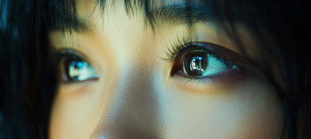 Close-Up, Wondering Eyes, Feminine Gaze, Soft Lighting, Beauty Portrait, Cinematic Lookの素材