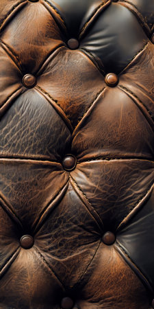 Luxury Brown Leather Upholstery With Buttons Ideal for Interior Designs, Textures and Backgrounds,の素材
