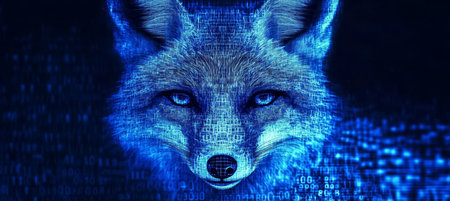 Holographic Fox in Digital Space A Futuristic Glimpse of Modern Technology and Innovation.の素材