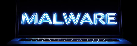 Cybersecurity Threat Malware Warning On Laptop Screen Signifying Digital Vulnerabilityの素材