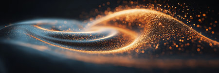 Swirling Golden Light Abstract Luxury Background with Particles for Christmas and Festive Designの素材