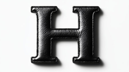Black Leather Letter H, Isolated on White, Simple Graphic Design for Text, Logos, And Brandingの素材
