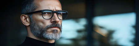 Portrait Of A Confident, Mature Businessman In A Modern Office With Blurred Backgroundの素材