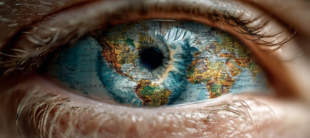 World Map in Human Eye Reflecting Global Vision and Awareness, Perfect for World Sight Dayの素材