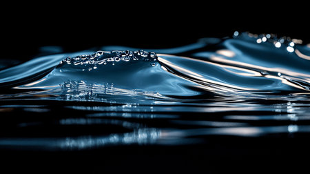 Abstract Fluid Art, Delicate Liquid Waves on Soft Gradient Background Monochrome Dynamic Water Art.の素材