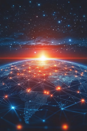 Global Network and Data Exchange Blockchain, Cryptocurrency, and the Future of Internet Business.の素材