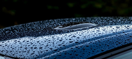 Rain Drops on a Hydrophobic Car Surface, Creating a Stunning Visual of Water Repellencyの素材