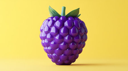 Vibrant, Isolated Marionberry on a Yellow Background Perfect for Food and Drink Advertisements.の素材