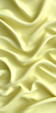 Soft, Delicate Waves of Pale Yellow Fabric An Abstract Background of Gentle Fluid Motionの素材