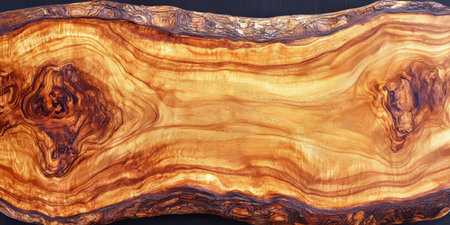 Natural Olive Wood Texture, Rustic Wooden Background With Knots And Growth Rings, Large Copy Spaceの素材