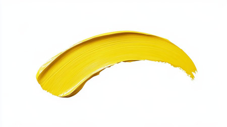 Yellow Oil Paint Brush Stroke, Vibrant Artistic Texture Isolated on White Background.の素材