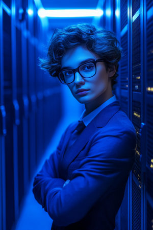 Confident IT Expert in Data Center, Monitoring Network Infrastructure, Cybersecurity.の素材