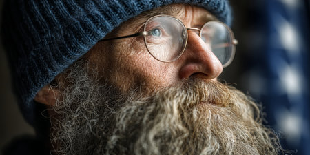 Contemplative Veteran A Portrait of Honor and Remembrance on Veterans Day in Americaの素材
