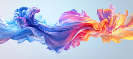 Fluid Rainbow Swirls A Colorful Abstract Design Background With Wave Patterns and Dynamic Motionの素材