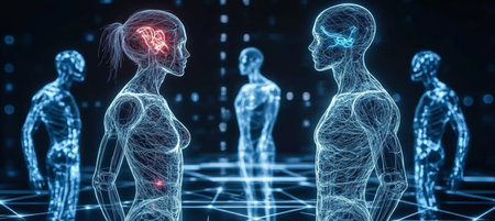 Digital Human Figures in a Futuristic Interface, Symbolizing Personalized Medicine, and...の素材