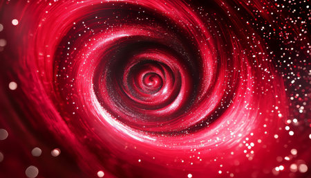 Red Luxury Swirling Background with Particles, Christmas Light Shine, Festive Bokeh Effectの素材