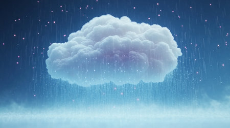 Futuristic Cloud Computing Concept with Data Streams, Interconnected Networks, and Digital Storageの素材