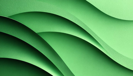 Abstract Green Paper Background with Smooth Wave Patterns, Nature Inspired Design, Modern Papercraftの素材