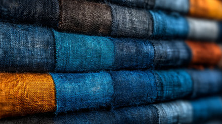 Stacked Dyed Bamboo Textiles Sustainable Fashion, Modern Aesthetics, and Natural Texturesの素材