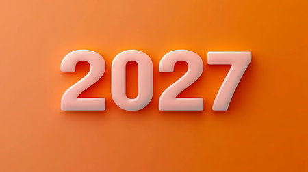 3D Rendering of the Numbers 2027 on a Vibrant Orange Background, Ideal for New Year s Projects.の素材