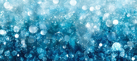 Abstract Festive Blue Background With Azure Celebration Lights And Whimsical Outdoor Bokehの素材