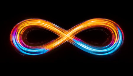 Vibrant Infinity Loop An Abstract Representation of Endless Energy and Motion on Blackの素材