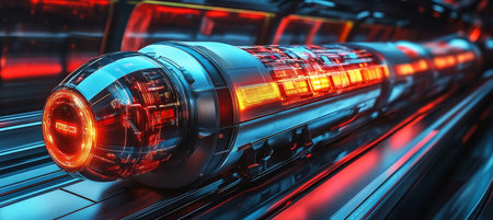Futuristic Maglev Train with Network Connectivity, Symbolizing Next-Gen Transportation Technologyの素材