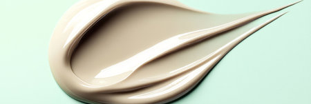 Closeup of a creamy beige foundation smear highlighting luxurious skincare textures and makeup.の素材