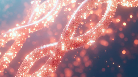 Intertwined Digital Network with Glowing Information Cables Visualizing the Future of Communicationの素材