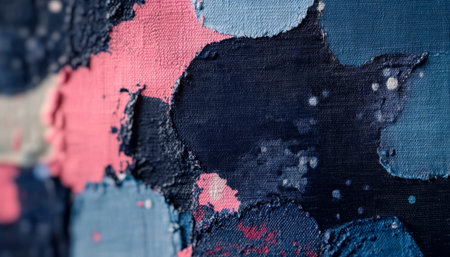 Abstract Textile Collage Colorful, Reclaimed Canvas Layers With Textured, Eco-Friendly Styleの素材