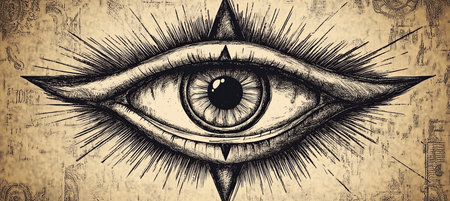 Intricate Ornamental Illuminati Icon Illustration Featuring Eye Symbol in Mystical Realm Concept Artの素材