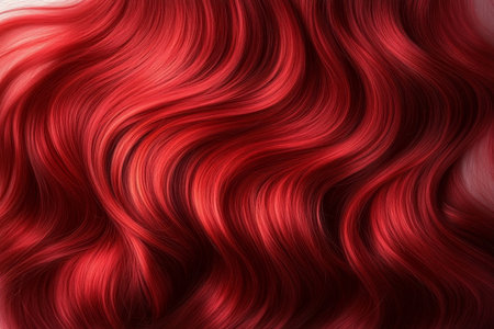 Luxurious, Long, and Flowing A Vibrant Display of Red Hair Showcasing Its Volume and Textureの素材
