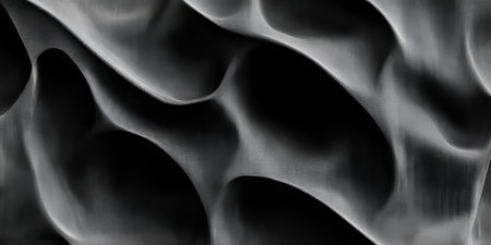 Abstract Texture of Dark Elegant Fabric Material with Wavy Black Surfaces for Seamless Backgroundの素材