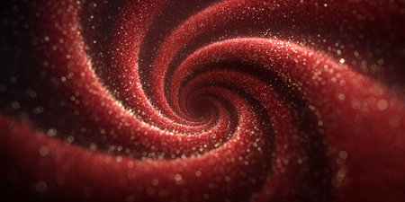 Elegant Swirl of Red Glitter Particle Effects Creating a Dreamy Hypnotic Pattern for Holidaysの素材