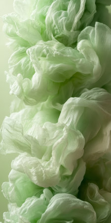 Elegant Abstract Fluid Waves in Soft Monochromatic Green, Fine Art Texture Backgroundの素材
