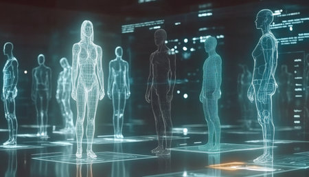 Digital Human Figures in Futuristic Interface, Personalized Medicine and Precise Diagnosticsの素材
