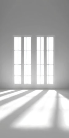 Bright and Serene Empty Room with Soft Shadows and Light Gradients for Minimalist Designの素材