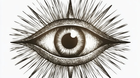 Esoteric All Seeing Eye Symbol with Radiant Light for Spiritual and Mystic Background Designsの素材