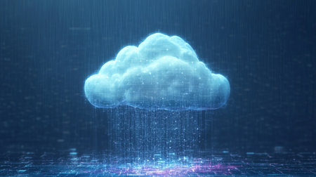 Cloudy Cyber Environment Depicting Data Stream Transformation and Modern Connection Infrastructureの素材