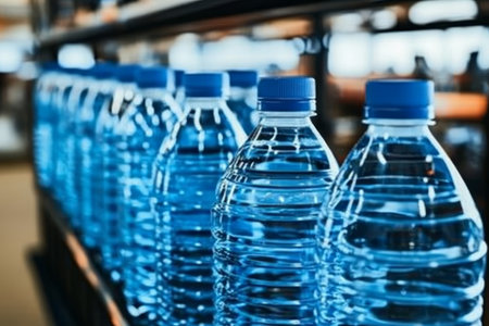 Bottled Water Collection Stylish Blue Hydration Essentials for Refreshment and Wellness Displayの素材