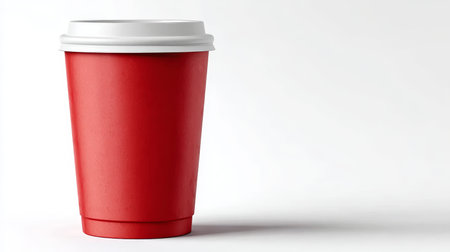 High Definition Mockup of a Simple Red Paper Cup on a Clean White Background for Product Displayの素材