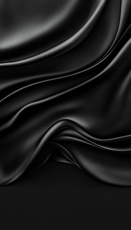 Luxurious Black Abstract Fabric Draped Elegantly, Creating Rich Textures and Depth in the Backgroundの素材