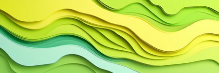 Nature Inspired Layered Design Featuring Muted Avocado and Fresh Lime Green Wave Pattern Artの素材