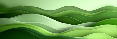 Abstract Paper Art Green Hills Backdrop with Dynamic Layers and Creative Waves Patterns for Designの素材
